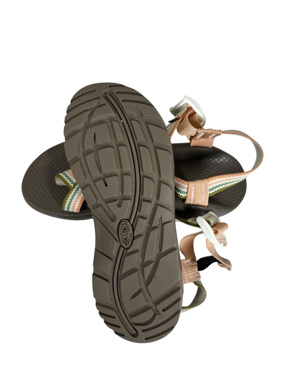 Chaco Z1 Women's Strappy Sandals in Apricot, Cream & Green - Picture 4 of 6